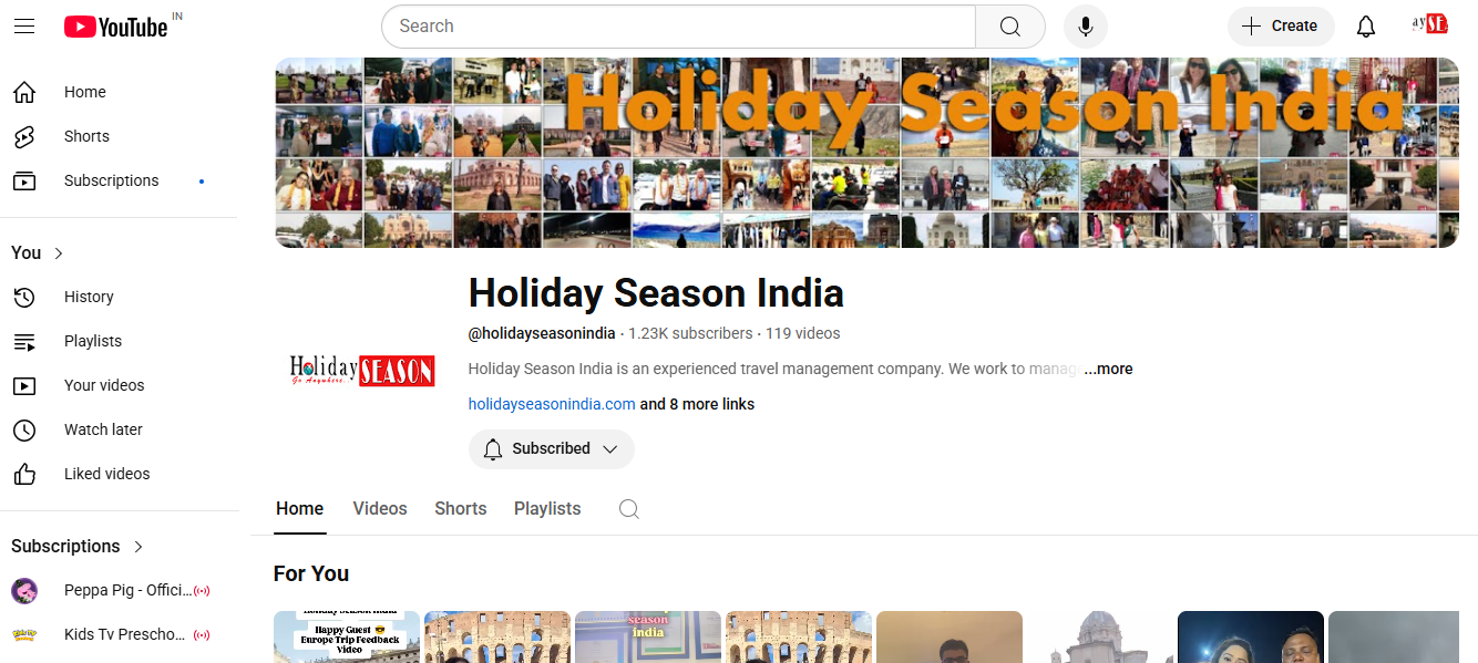Holiday Season India YouTube Channel
